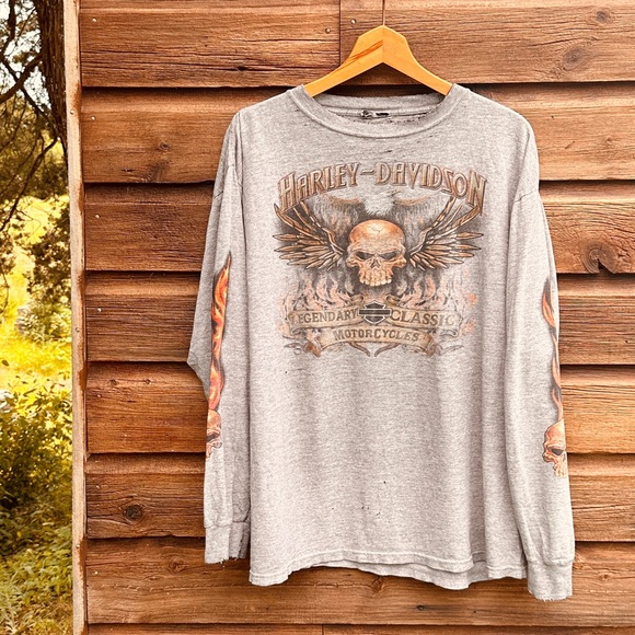 Harley-Davidson Other - Distressed Harley Davidson long sleeve tee - grey - JACOX Mississauga - XL